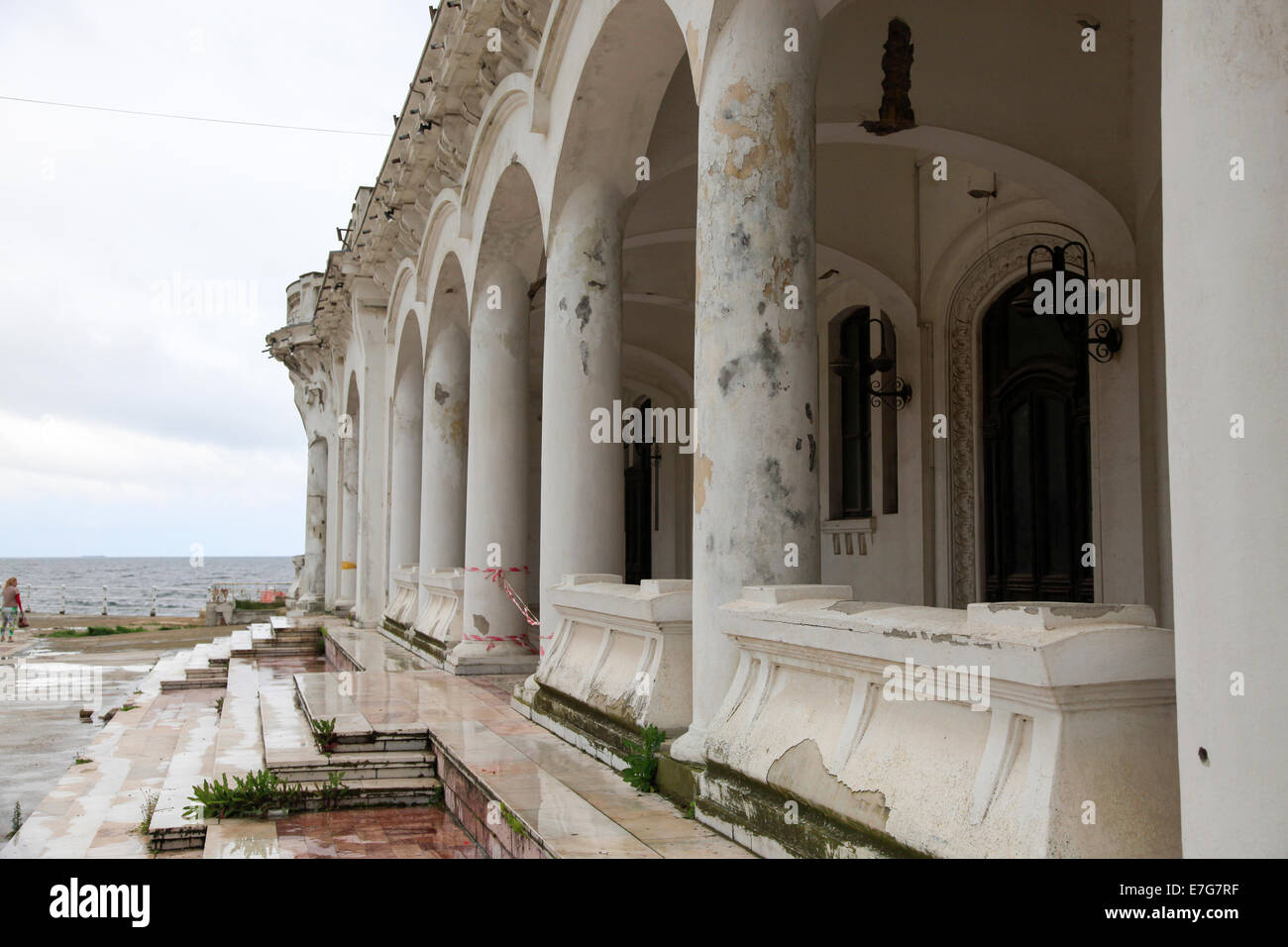 Post communist decay, abandoned building deterioration, Bucharest Romania Stock Photo