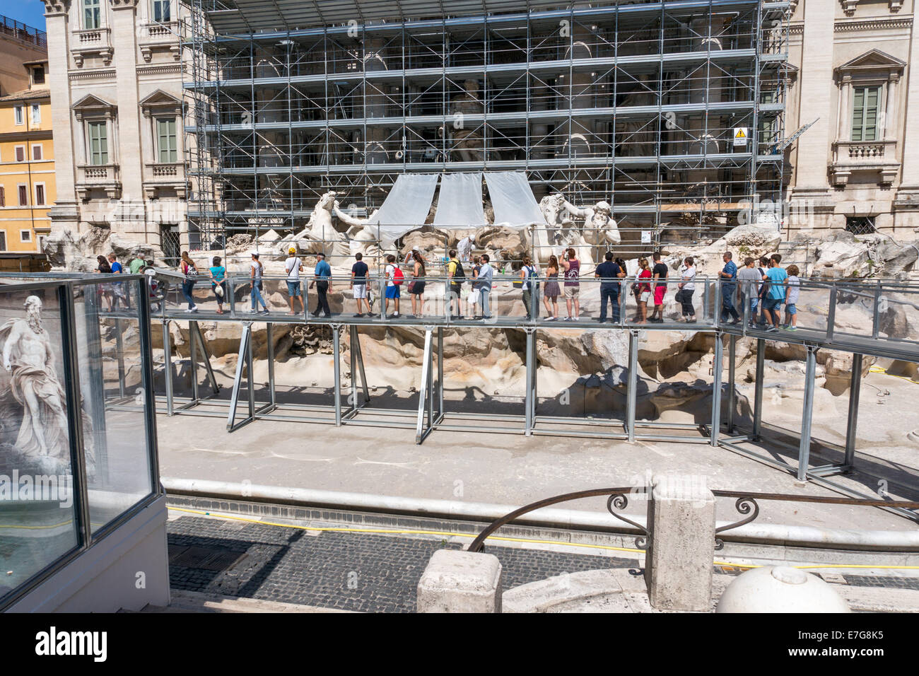 Italy: Restoration work at Trevi Fountain in Rome. Photo from 5th September 2014. Stock Photo