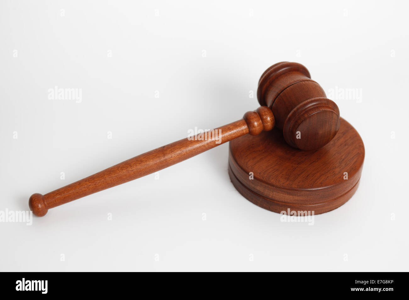 tabletop image of a traditional Gavel as used in courts of law in the United States. Stock Photo