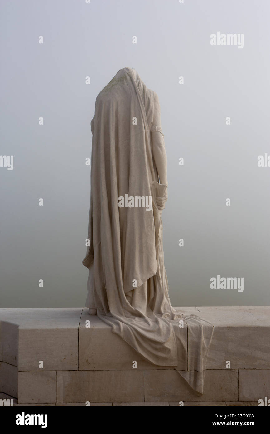 A statue of "Mother Canada" at the Canadian National war memorial, Vimy