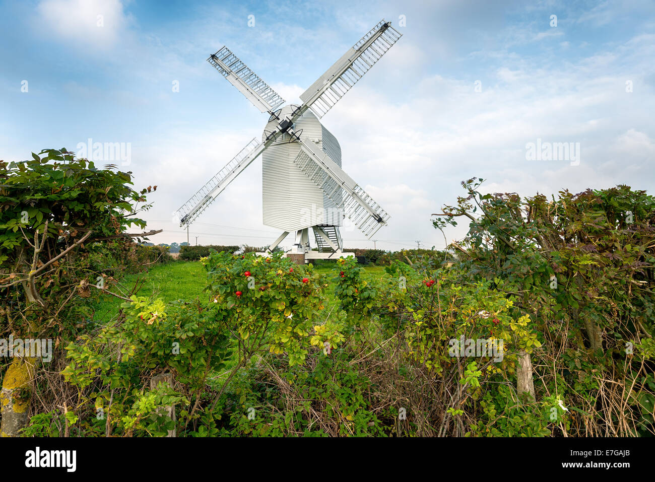 Chillenden Windmill in the Kent countryside, an open trestle post mill Stock Photo