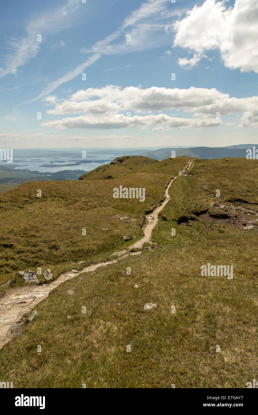 A path on a hillside in Lomond and Trossachs Park in Scotland Stock Photo