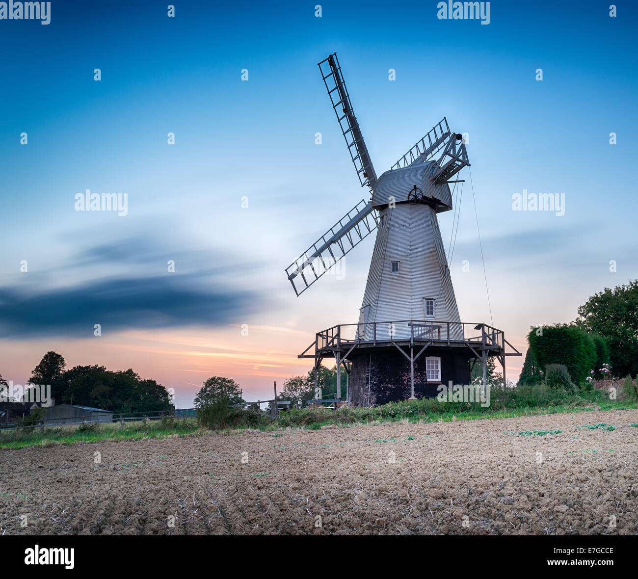 A long exposure of Woodchurch Windmill in the Kent countryside Stock Photo