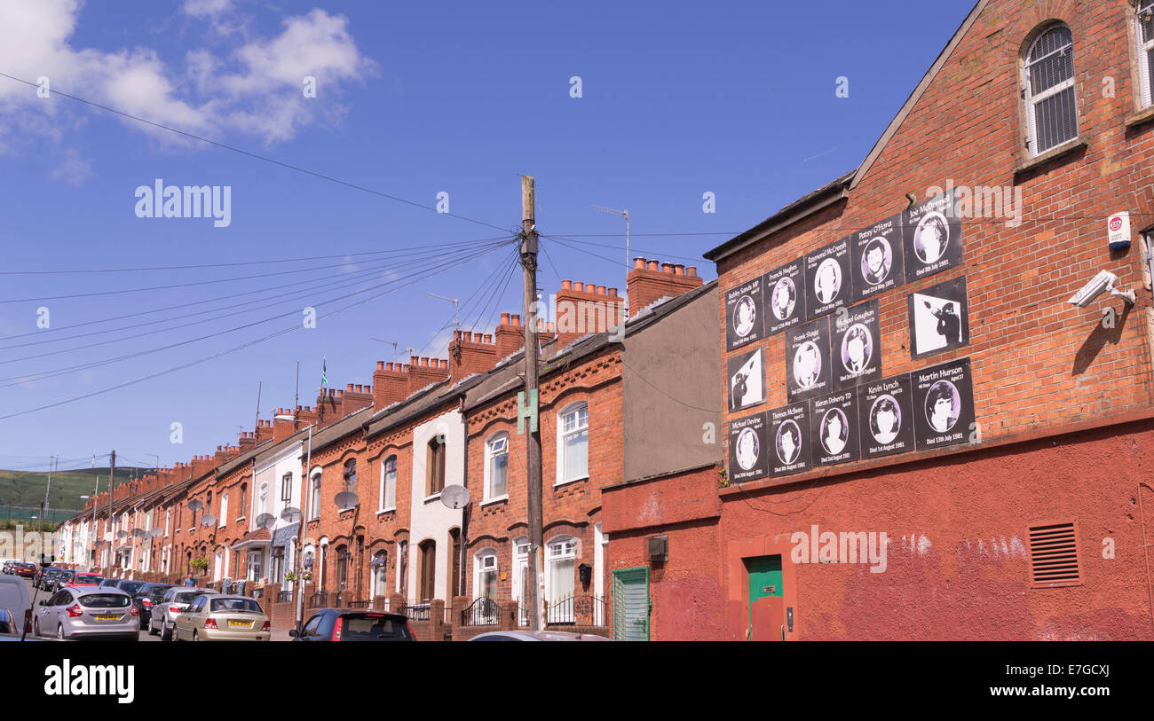typical brick stone houses on Falls Road in Belfast, 12.8.2014 Stock