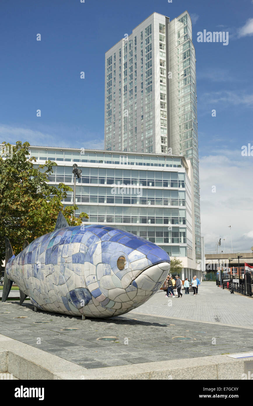 The Blue Fish on Belfast's new waterfront, 12.8.2014 Stock Photo Alamy