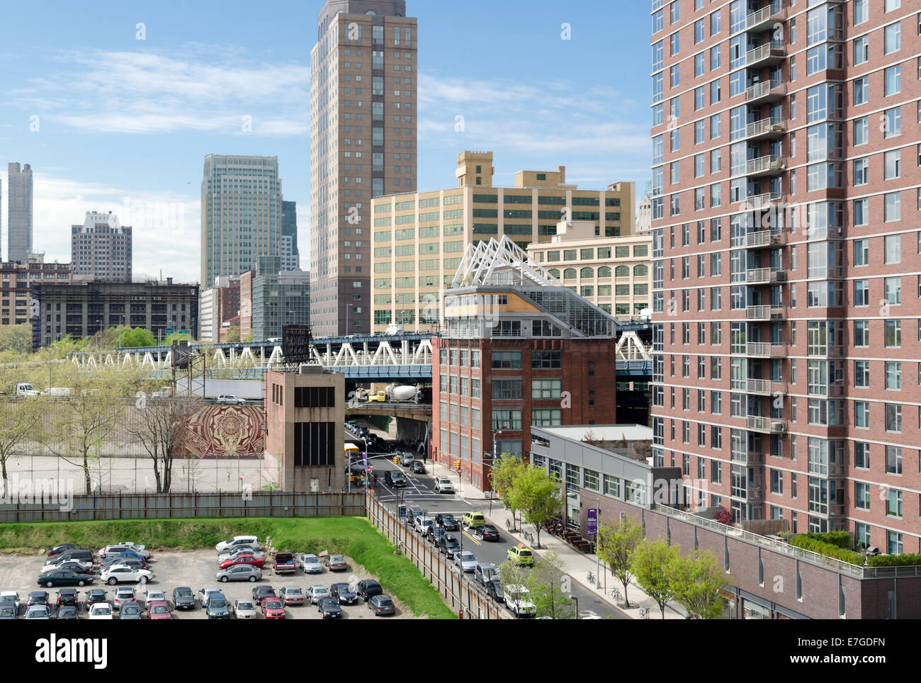 Rooftop view of Dumbo, the Manhattan Bridge, and Downtown Brooklyn