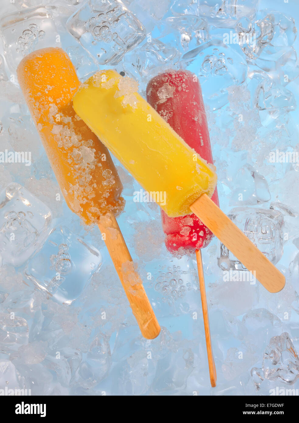 popsicles isolated on ice background Stock Photo