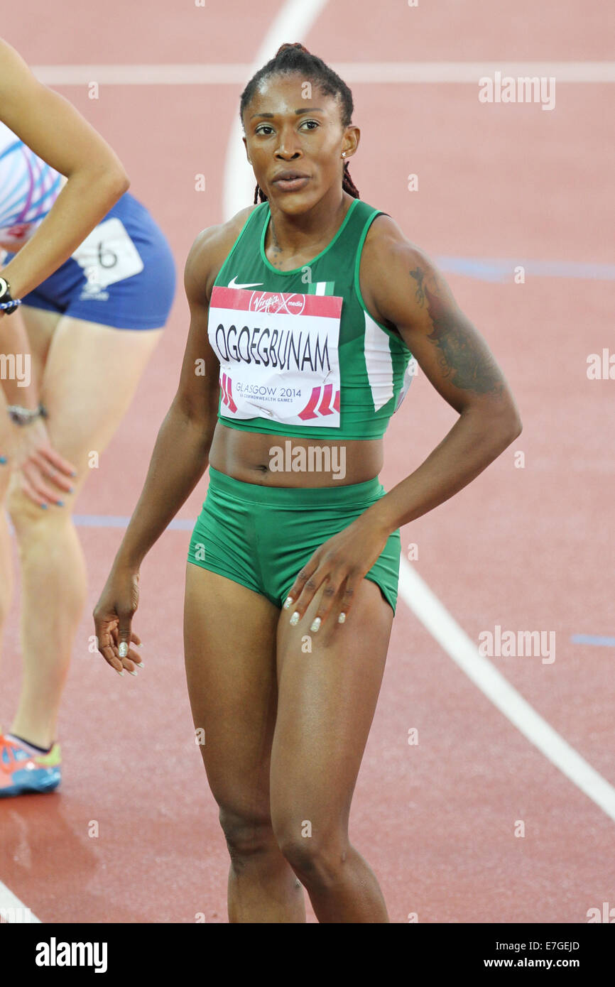 Amaka OGOEGBUNAM of Nigeria in the womens 400m Hurdles in the athletics at Hampden Park, in the 2014 Commonwealth games, Glasgow Stock Photo