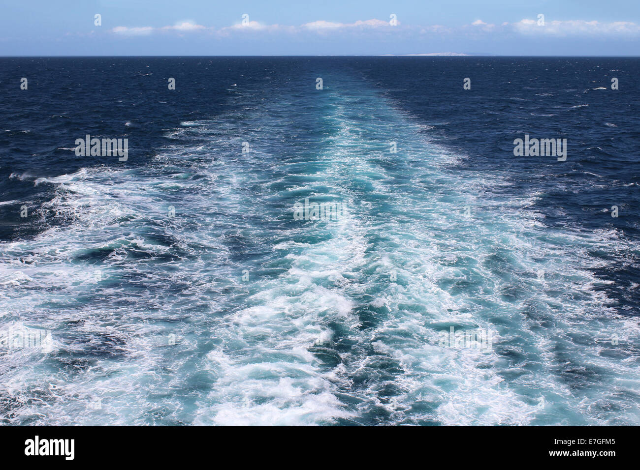 Sea Waves from Ferry Boat Horizon Stock Photo