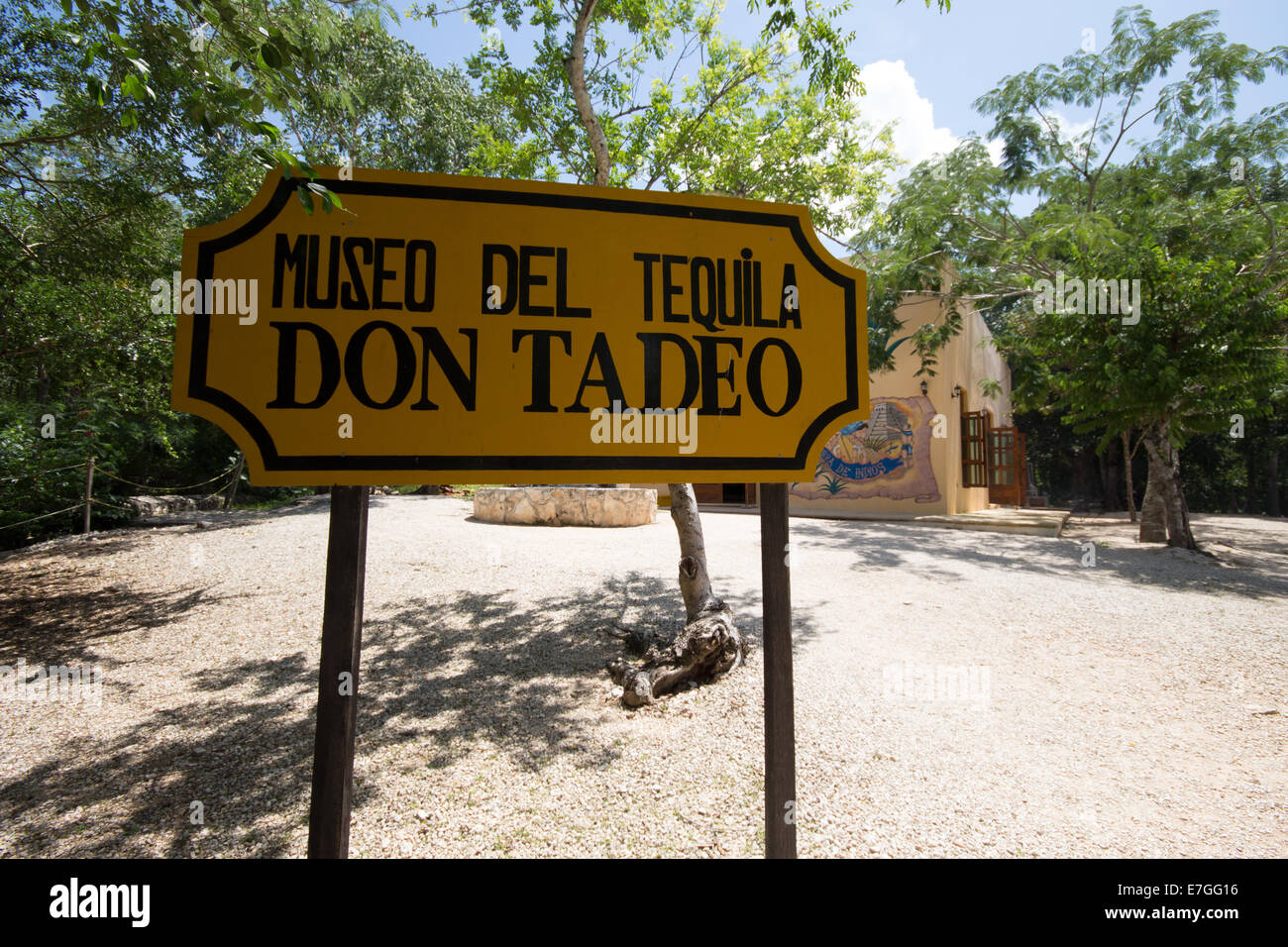 Tequila museum Don Tadeo at the Cenote Hubiku, Mexico Stock Photo
