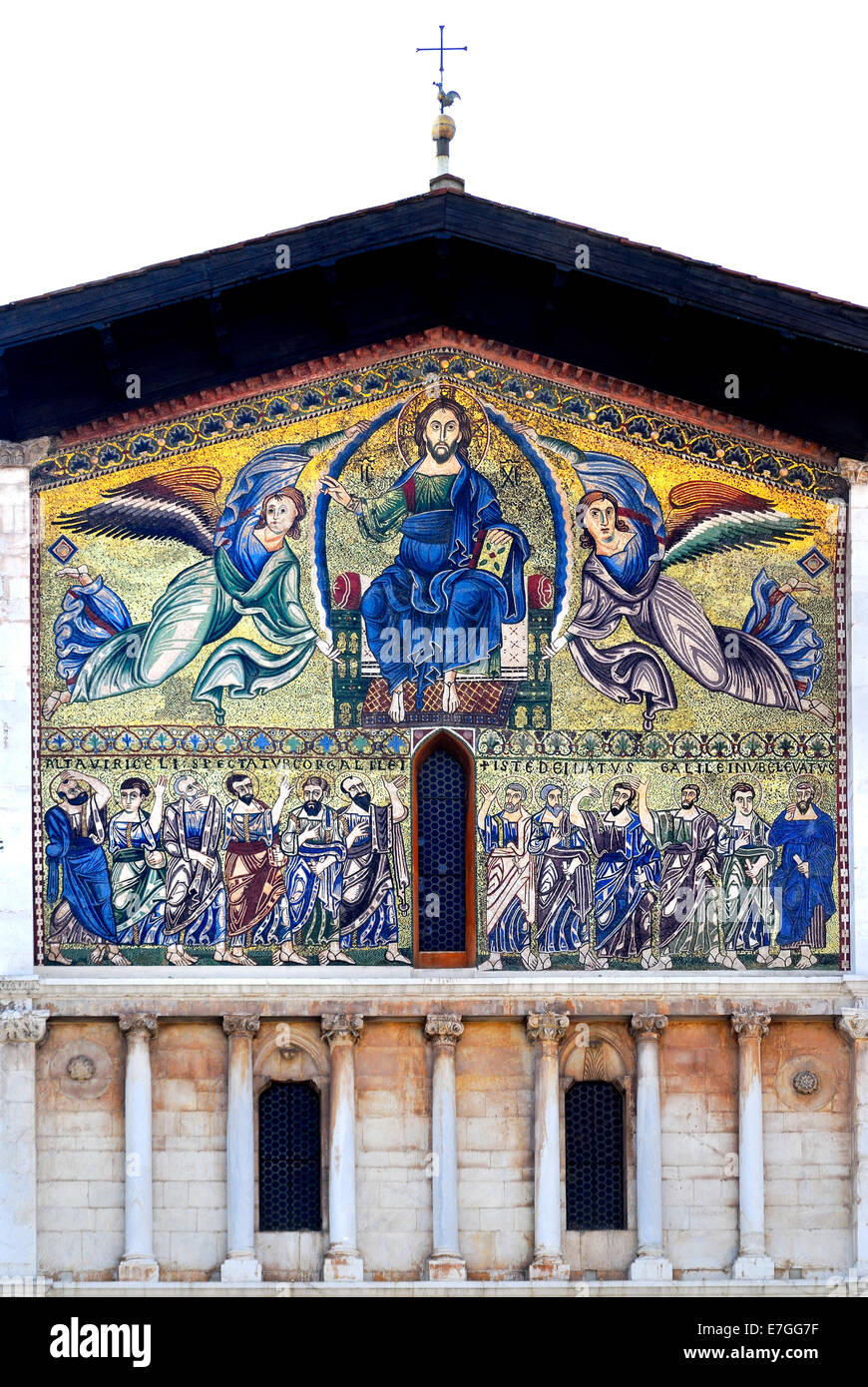 Lucca, Tuscany, Italy. Basilica of San Frediano / Fredianus. 13C mosaic depicting the Ascension of Christ Stock Photo