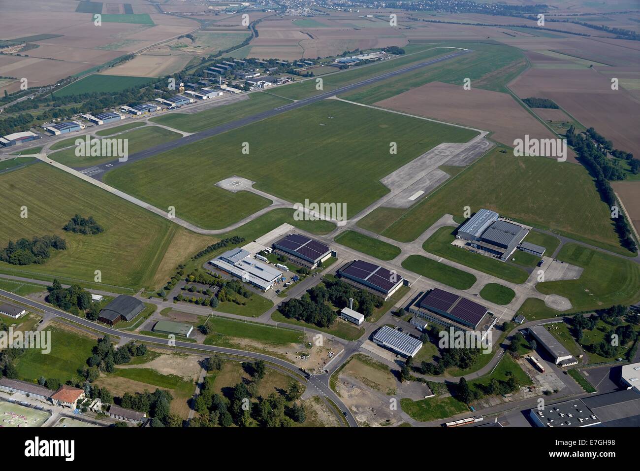 The aerial image shows the former military airfield that is considered as location for the rock festival 'Rock am Ring' in Mendig, Germany, 17 September 2014. Photo: Thomas Frey/dpa Stock Photo