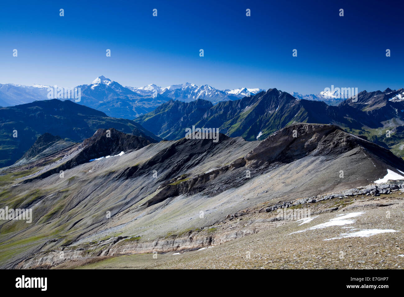 View from Tete Nord des Fours in Mont Blanc massif, France Stock Photo