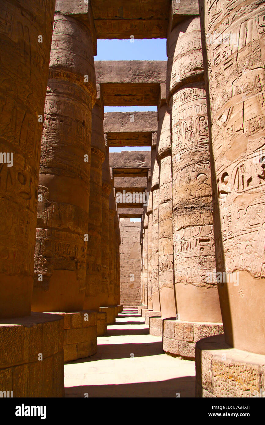 the hypostyle hall at the Karnak Temple Stock Photo