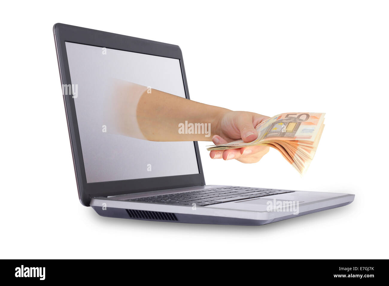 Concept of earn money online, on white background Stock Photo