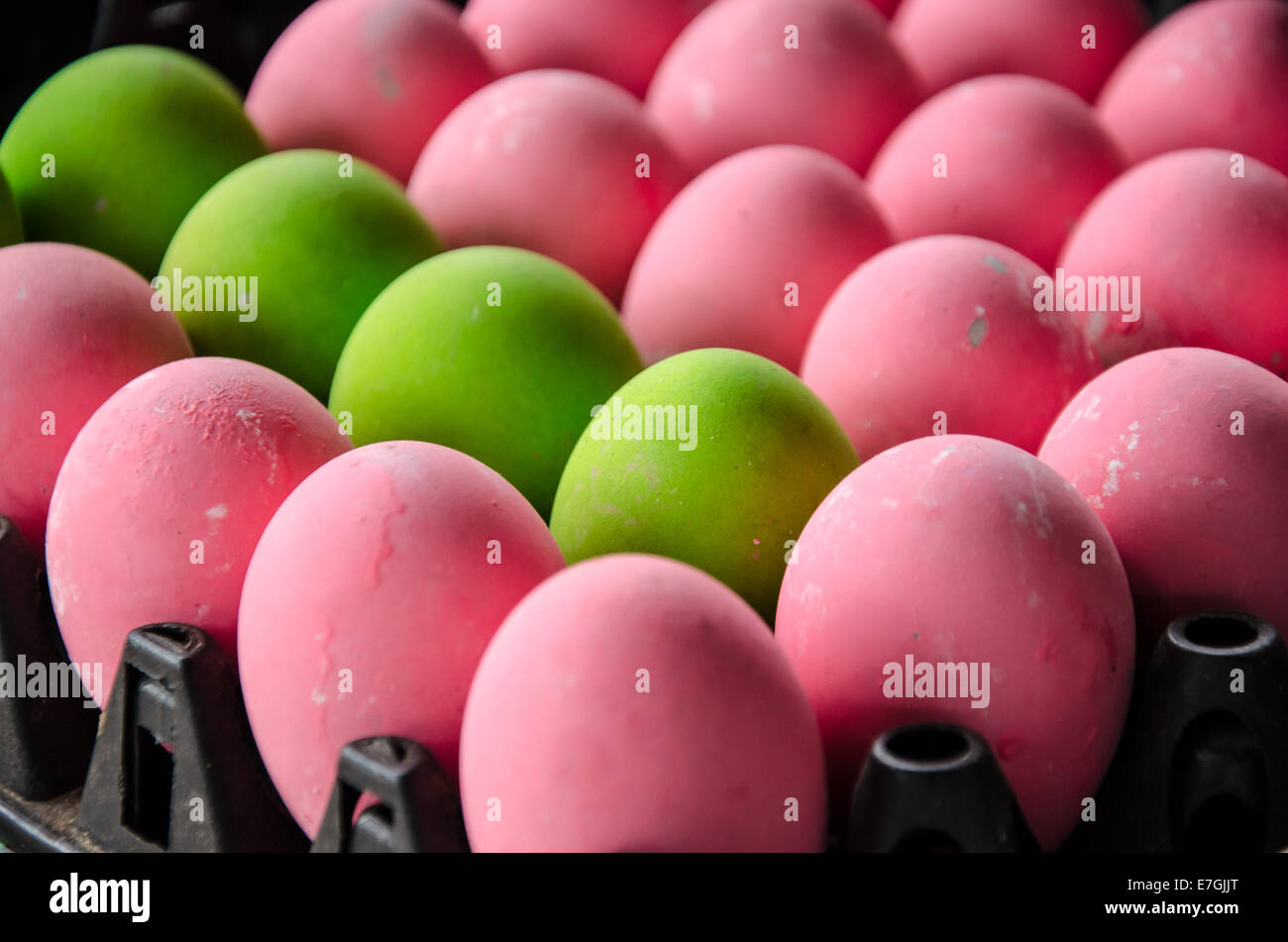 colorful of pink and green egg Stock Photo