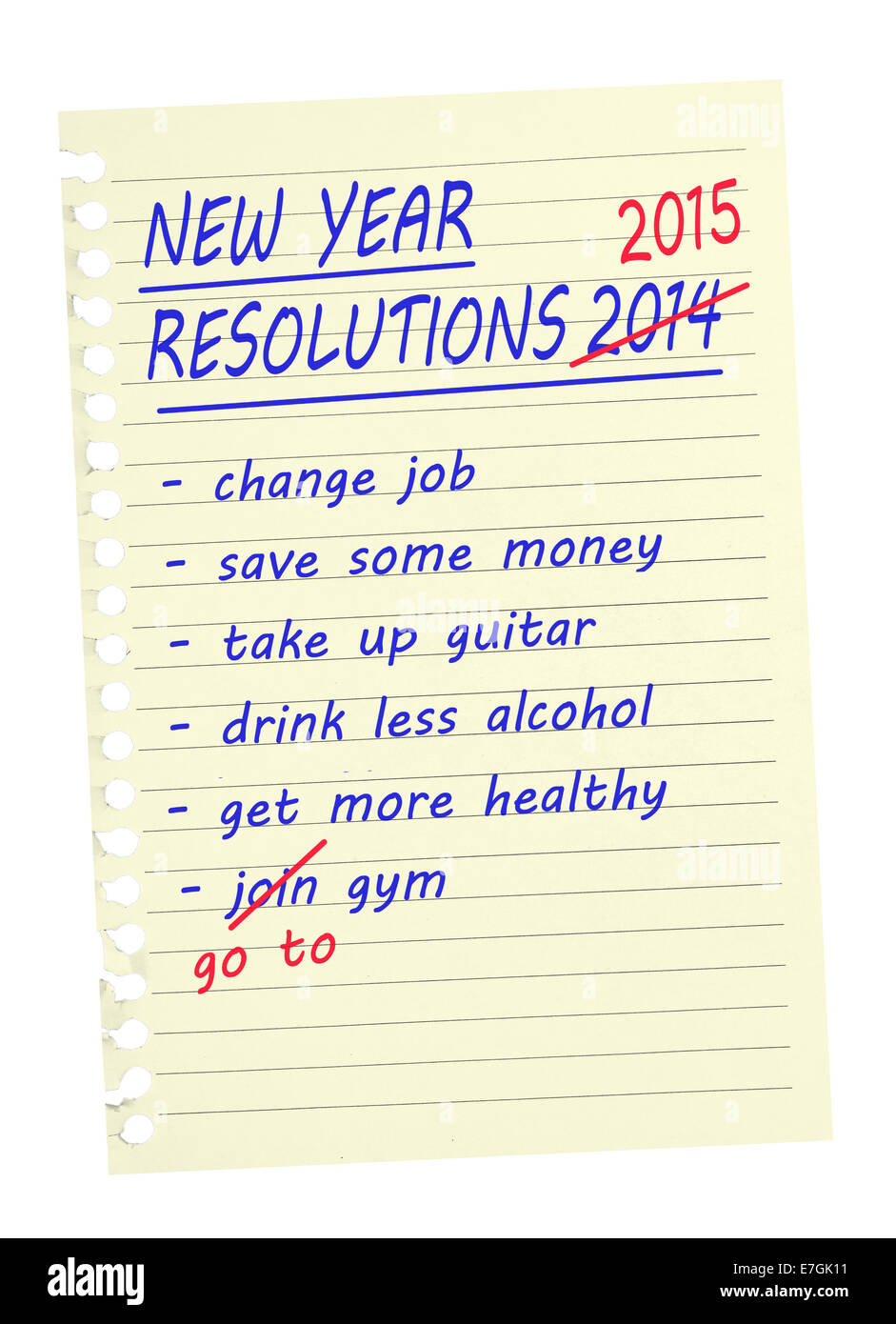 Same again - new year resolutions. White background. Stock Photo