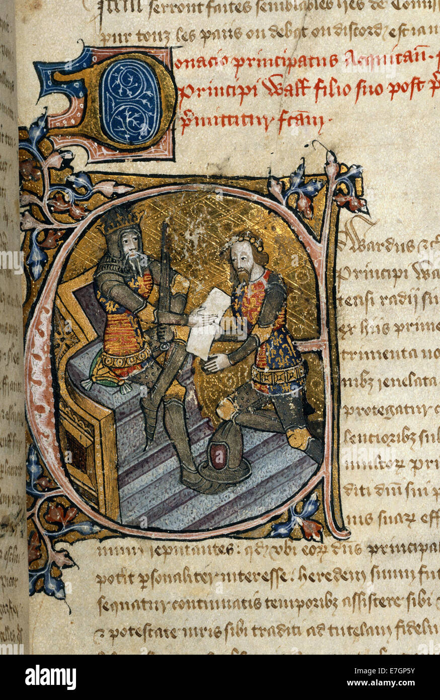 Black Prince receives Aquitaine - Historical Compilation (1386-1399), f.31 - BL Cotton MS Nero D VI Stock Photo