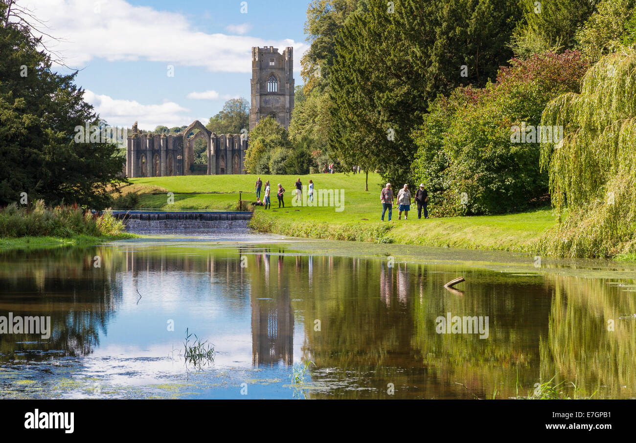 External of Fountains Abbey in Ripon, North Yorkshire with reflection