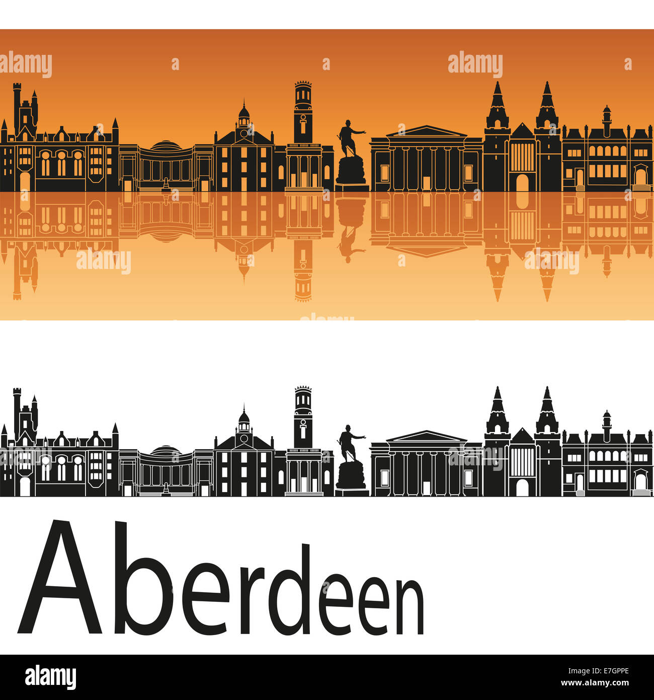 Aberdeen skyline in orange background Stock Photo