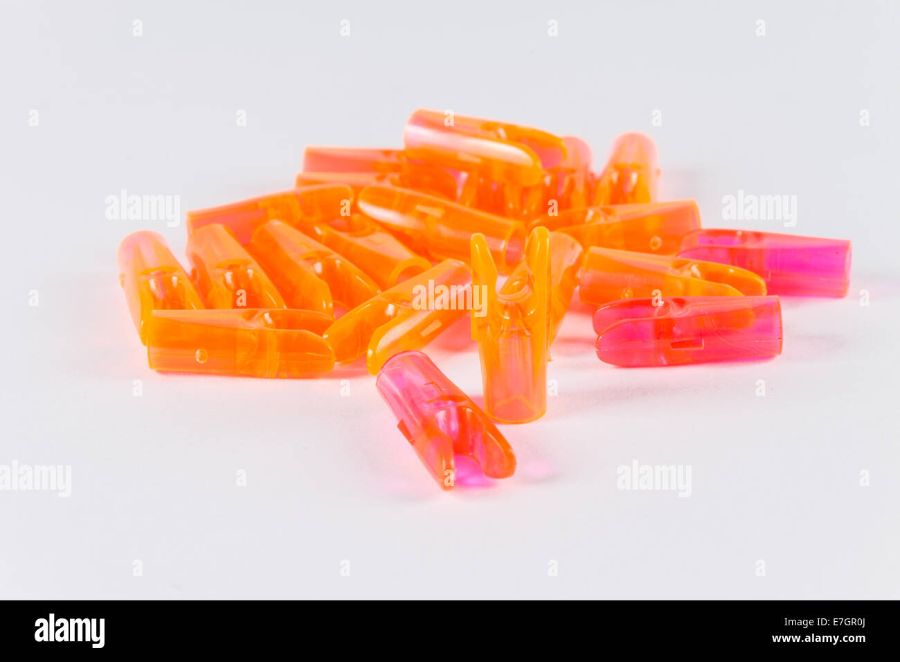 Thin competition target arrow nocks for archery Stock Photo Alamy