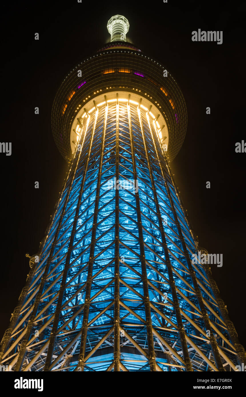 Tokyo Sky Tree tower lights at night Stock Photo
