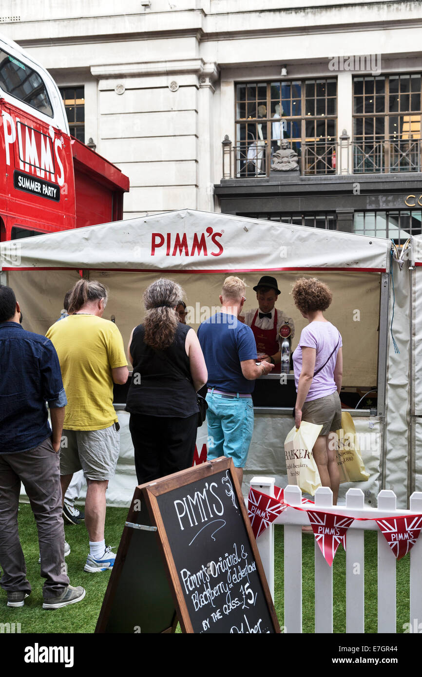 Pimm's Summer Garden Tent, Regent Street Traffic free Sundays in July Event, London, England, UK Stock Photo