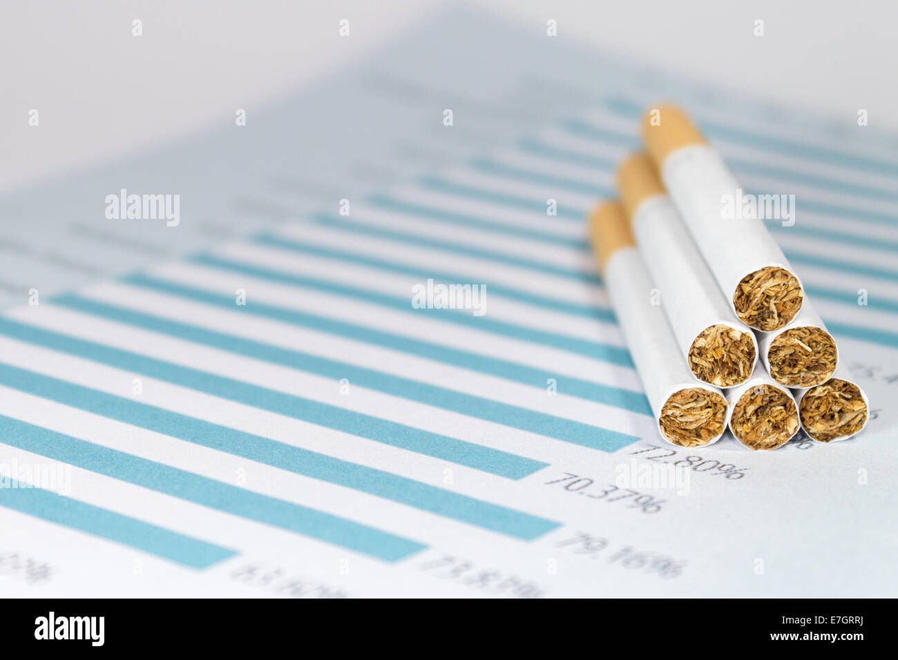 Tax chart with cigarettes placed in an up arrow shape. Increase in