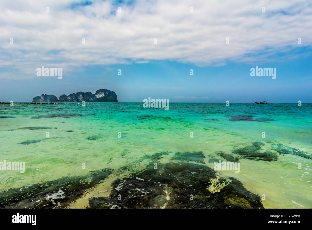 Seaside beach in Thailand, Asia.Blue sky and white sand at Bamboo Island, Thailand Stock Photo