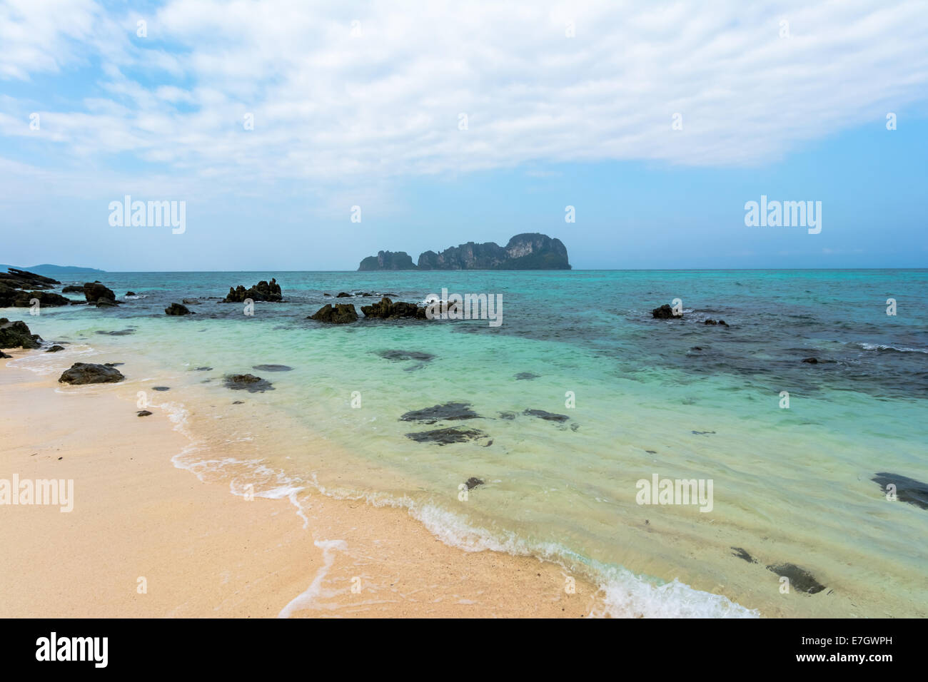 Seaside beach in Thailand, Asia.Blue sky and white sand at Bamboo Island, Thailand Stock Photo