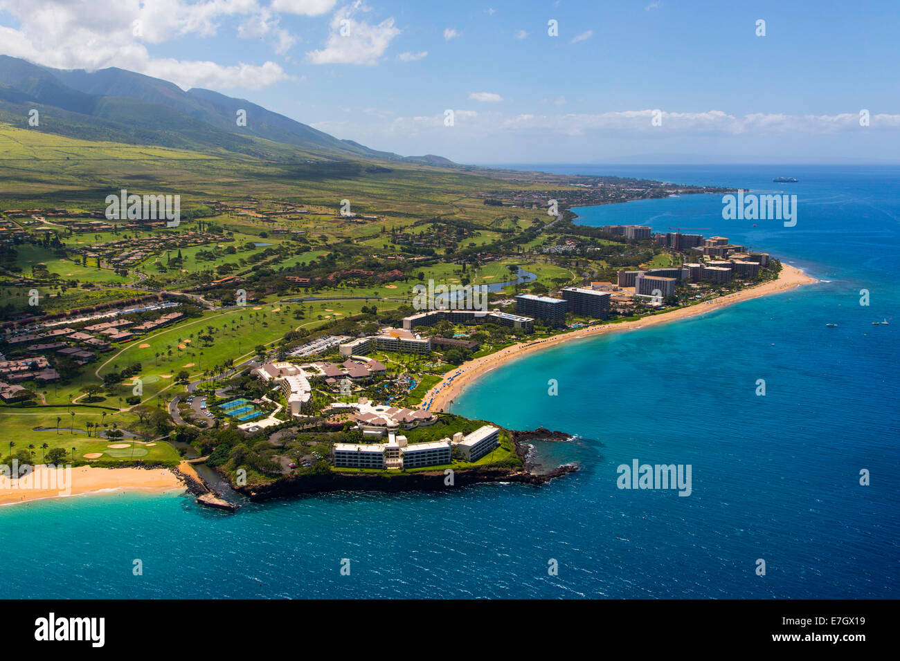 Hawaii maui aerial kaanapali resort hires stock photography and images