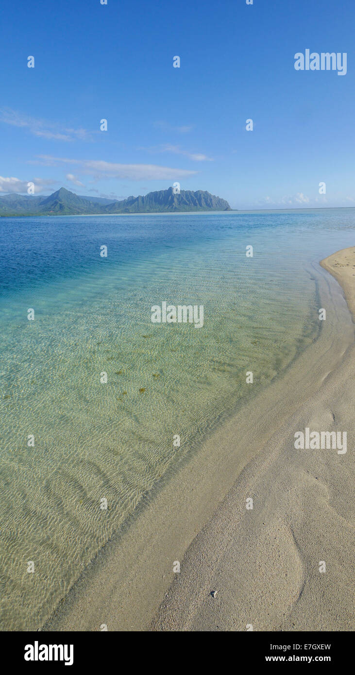 Sandbar, Kaneohe Bay, Oahu, Hawaii Stock Photo