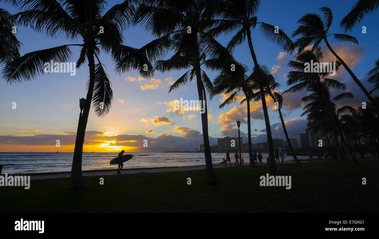 Waikiki at sunset hi-res stock photography and images - Alamy