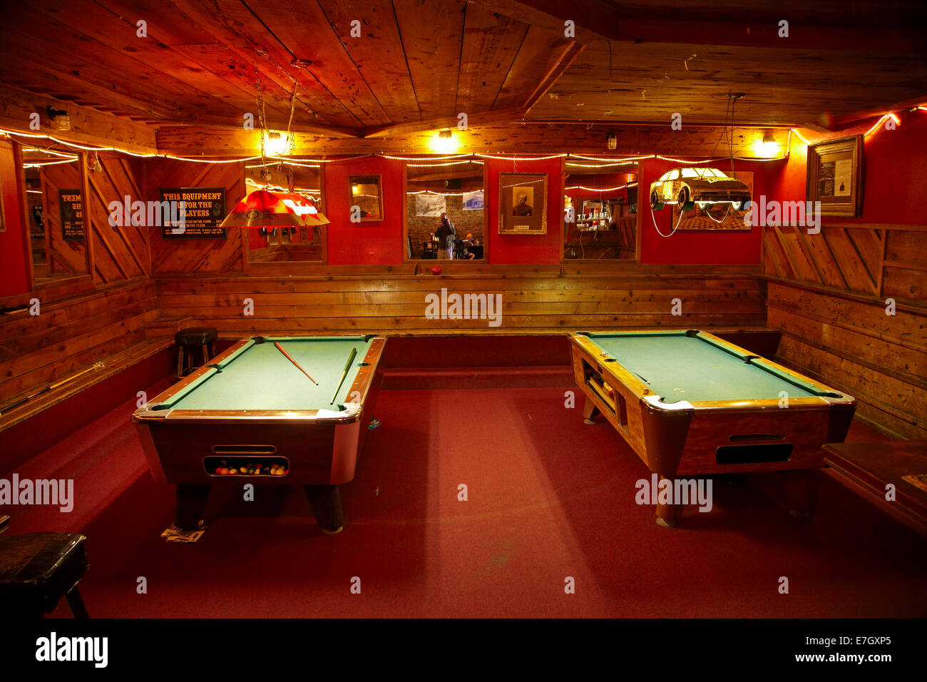 Pool Room, Iron Door Saloon (claimed to be the oldest saloon in California), Groveland, Tuolumne County, California, USA Stock Photo