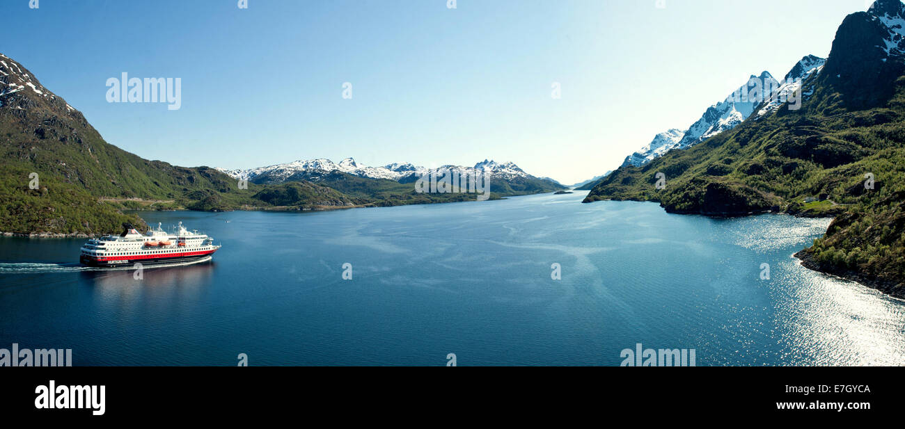 hurtigruten ship in Raftsund Stock Photo