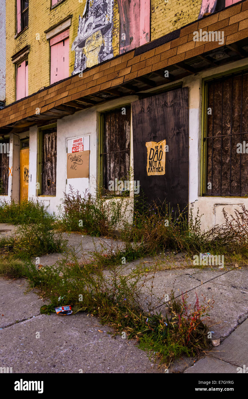 Abandoned shops at Old Town Mall, in Baltimore, Maryland Stock Photo