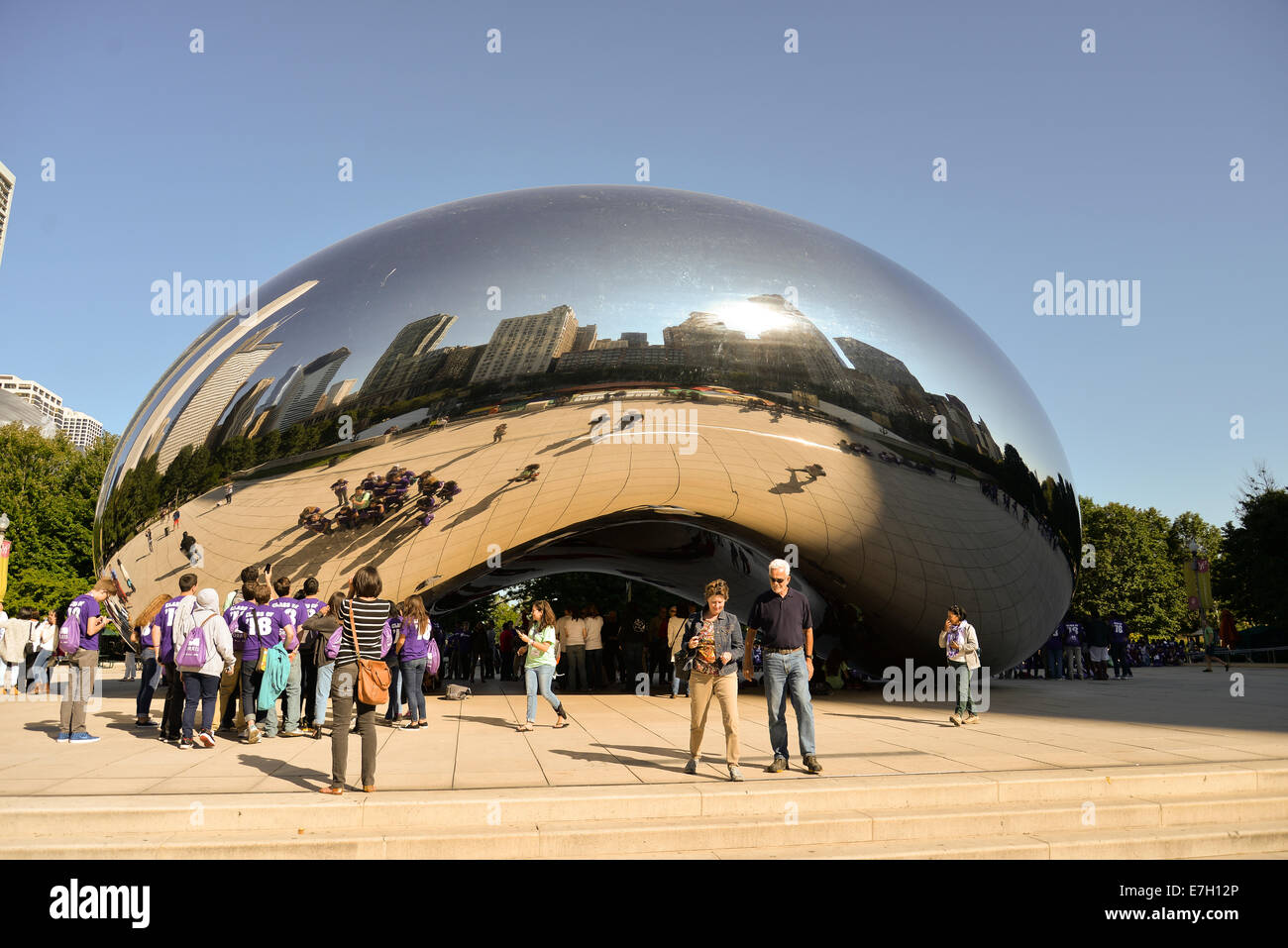 Millennium Park, Chicago. Cloud Gate, also known as the Bean is one of