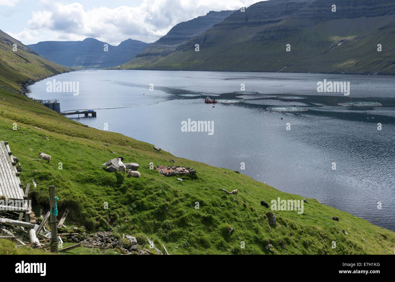 Hvannnasund fjord between Bordoy and Vidoy island Faroe islands Stock Photo