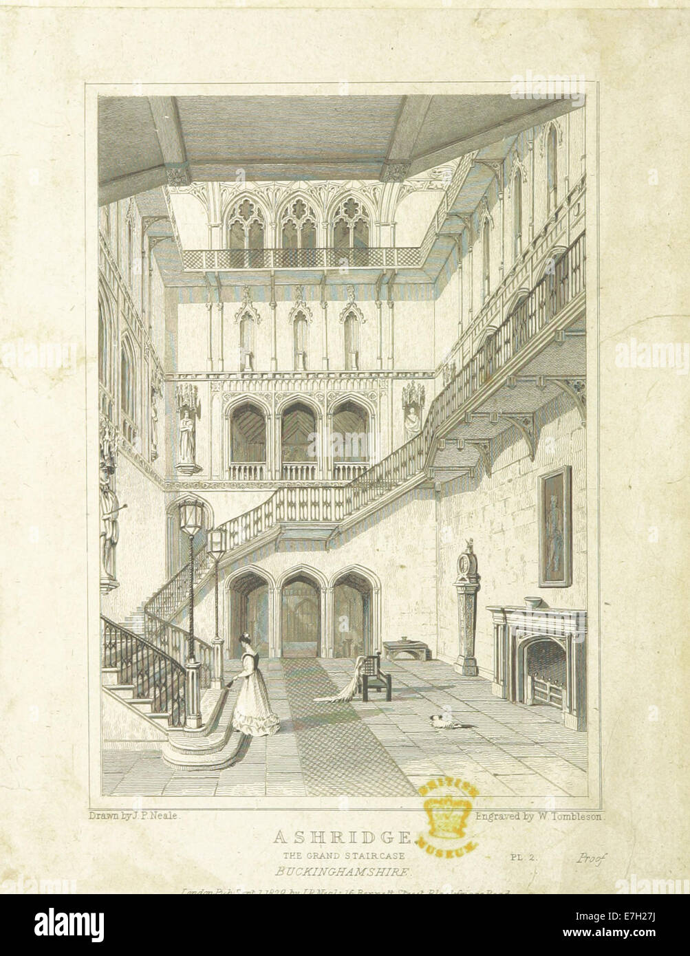 Neale(1829) p5.024 - Ashridge, Buckinghamshire - The Grand Staircase Stock Photo