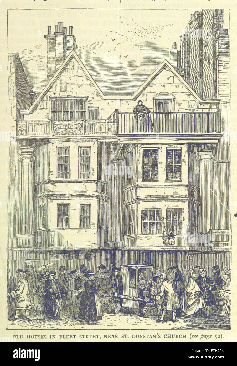 ONL (1887) 1.055 - Old Houses in Fleet Street, near St Dunstan's Church Stock Photo