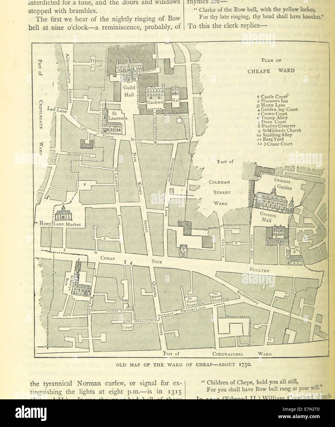 ONL (1887) 1.336 - Old Map of the Ward of Cheap, about 1750 Stock Photo