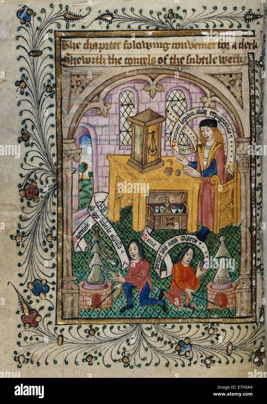 Preparation of experiments - The Ordinal of Alchemy (c.1477), f.37v - BL Add MS 10302 Stock Photo