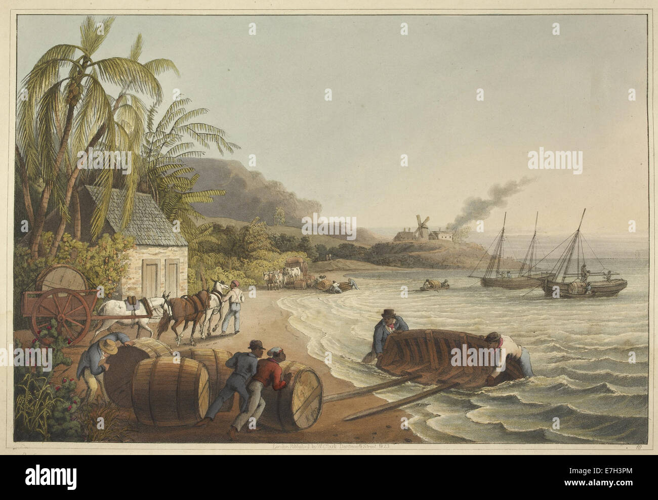 Sugar-Hogsheads - Ten Views in the Island of Antigua (1823), plate X - BL Stock Photo