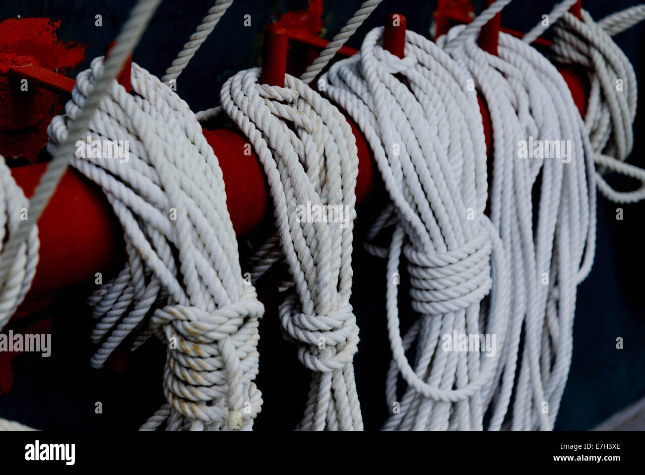 ship tie ropes neatly fastened Stock Photo - Alamy