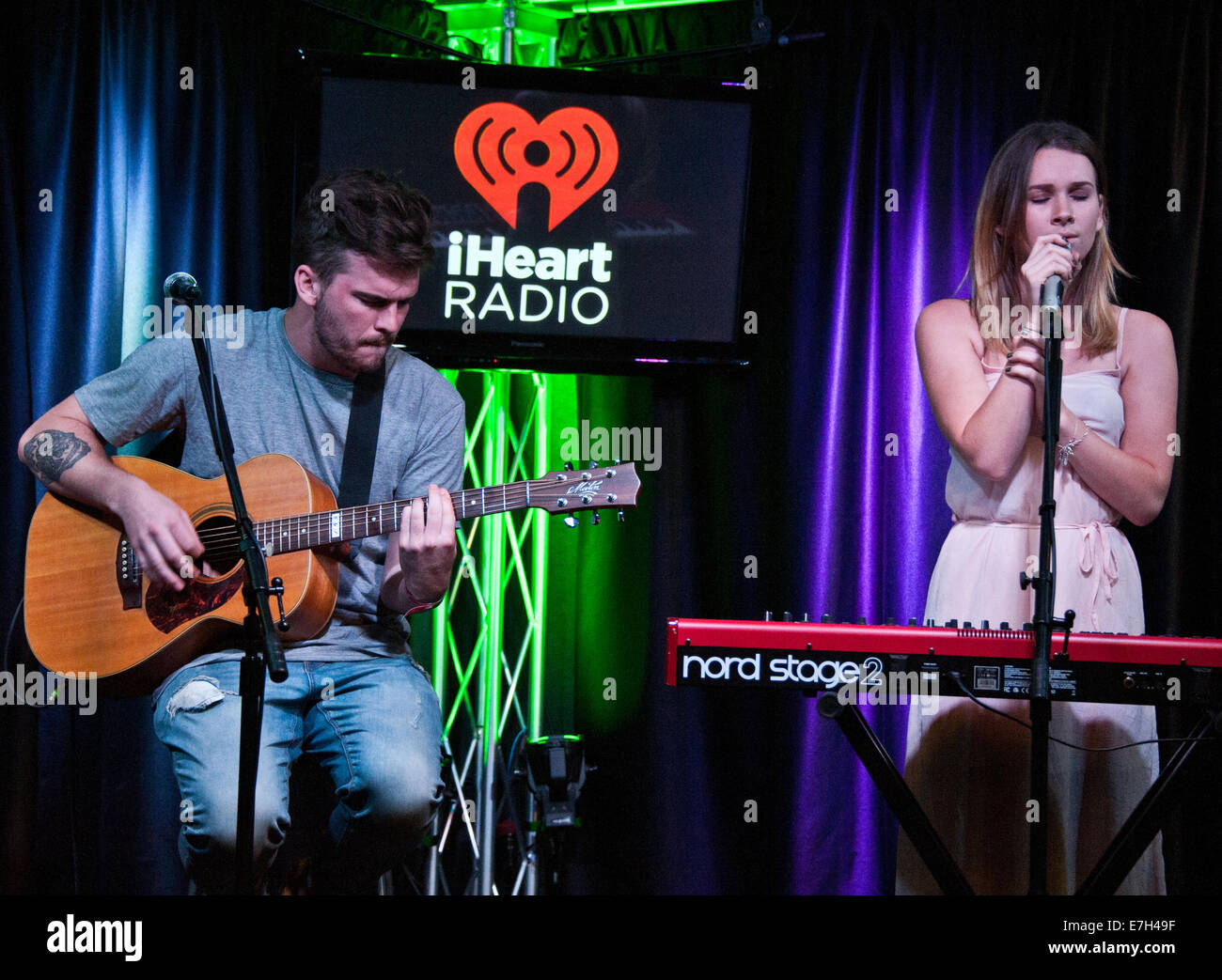 Bala Cynwyd, Pennsylvania, USA. 17th September, 2014. (L to R) Caleb Nott and Georgia Nott of New Zealand Indie Pop Duo Broods Perform at Radio 104.5's Performance Theatre on September 17, 2014 in Bala Cynwyd, Pennsylvania, United States. Credit:  Paul Froggatt/Alamy Live News Stock Photo