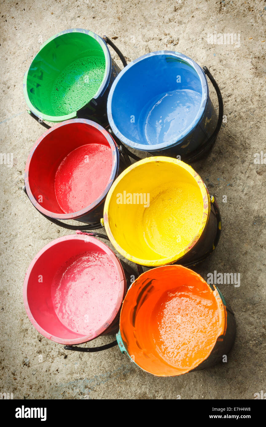 colorful plastisol ink in transparent bottles in screen printing tee shirt  factory store Stock Photo - Alamy