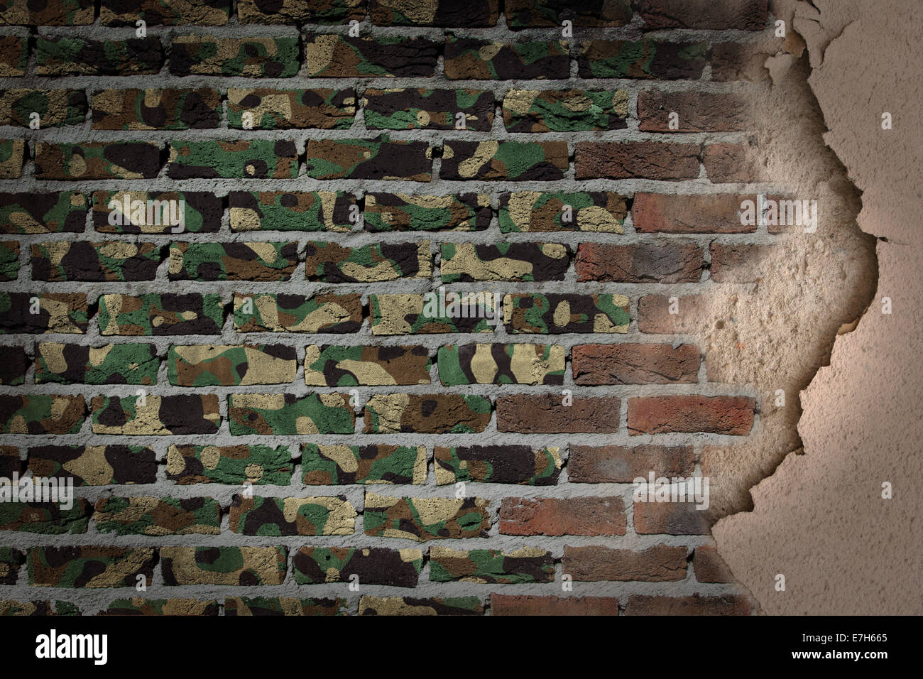 Dark brick wall texture with plaster - flag painted on wall - Army ...