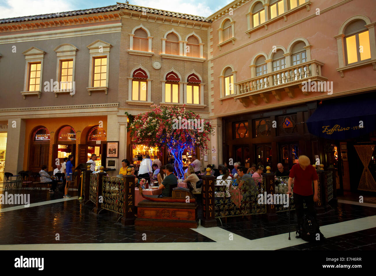 Cafe, Grand Canal Shoppes, The Venetian Resort Hotel Casino, Las Vegas, Nevada, USA Stock Photo