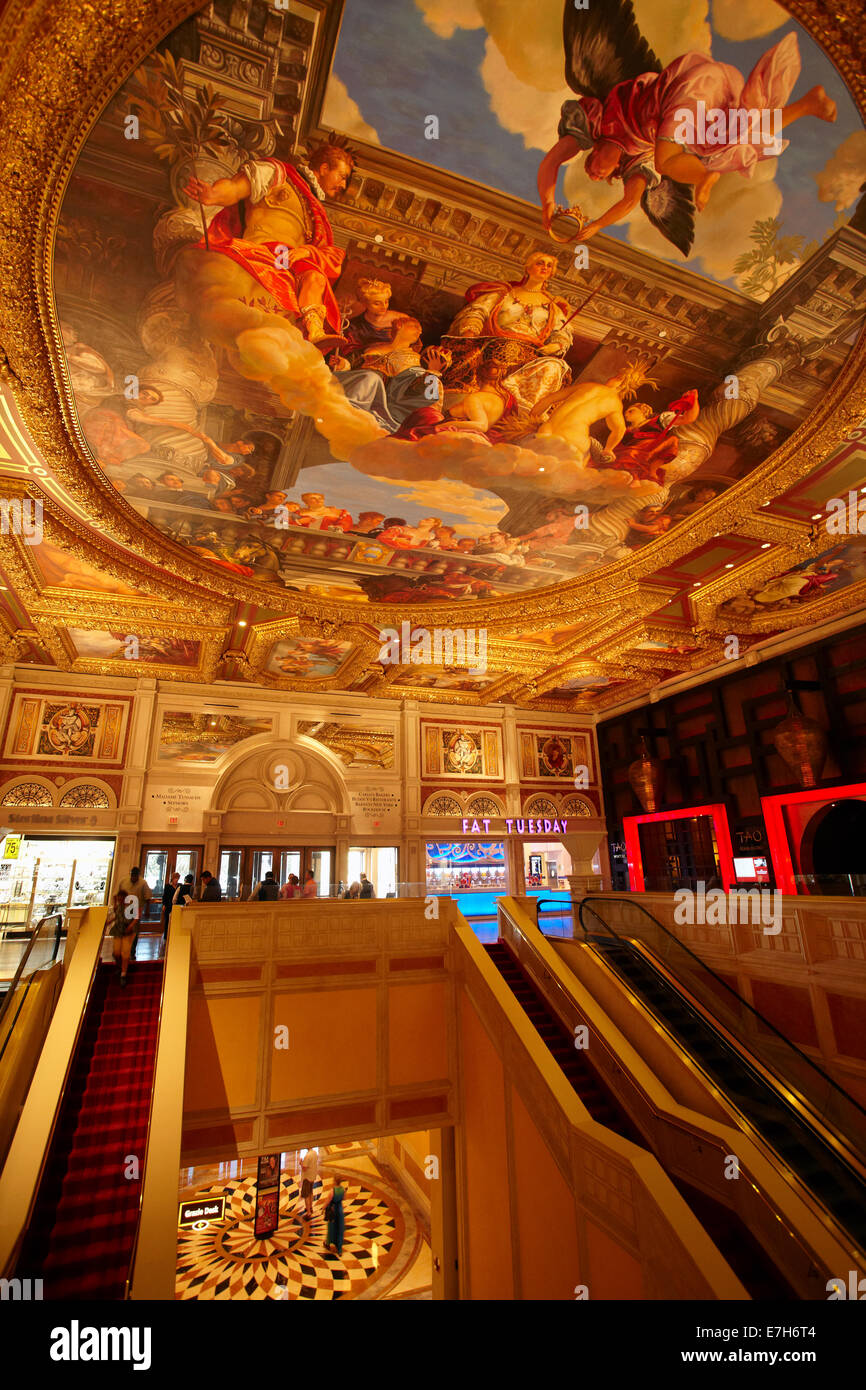 Grand Canal Shoppes entrance hall ceiling, The Venetian Resort Hotel Casino, Las Vegas, Nevada, USA Stock Photo
