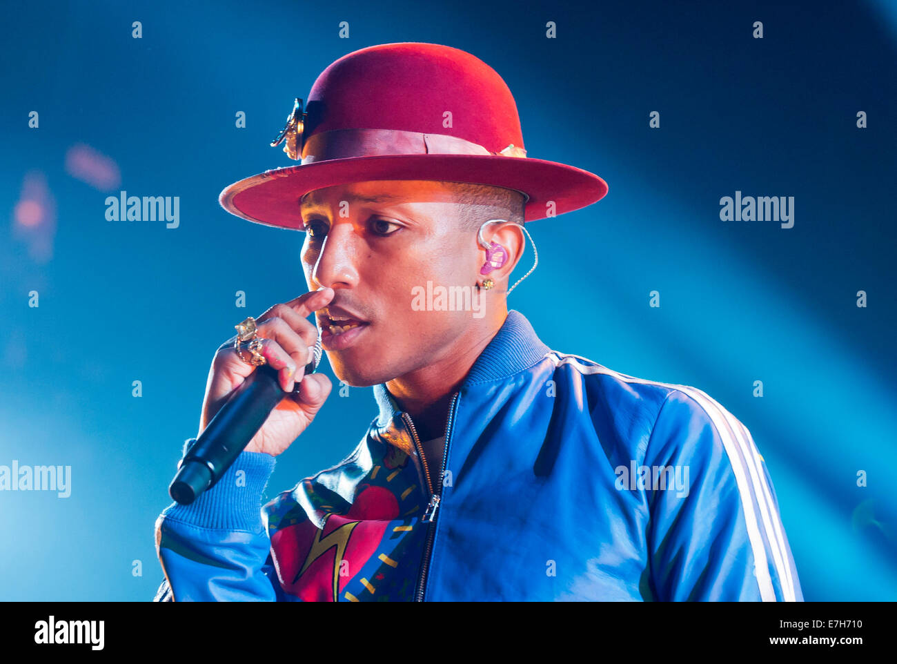 Pharrell Williams performs at the concert in O2 Arena during The Dear GIRL Tour, Prague, Czech Republic, on Wednesday, September 17, 2014. (CTK Photo/Vit Simanek) Stock Photo